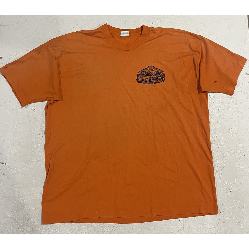 Vintage Miller High Life Friends Of The Field Deer Hunting Shirt Mens 2XL Orange